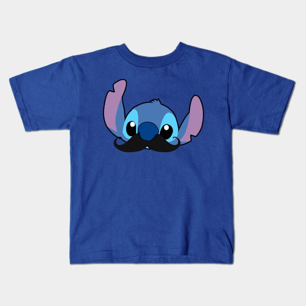 Stitch Mustache Kids T-Shirt by LuisP96